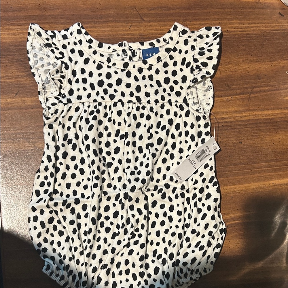 Old Navy Black and White Polka Dot Kids One Piece
